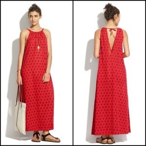 Madewell Red Medallion Print Gauzy Cotton Maxi Dress
